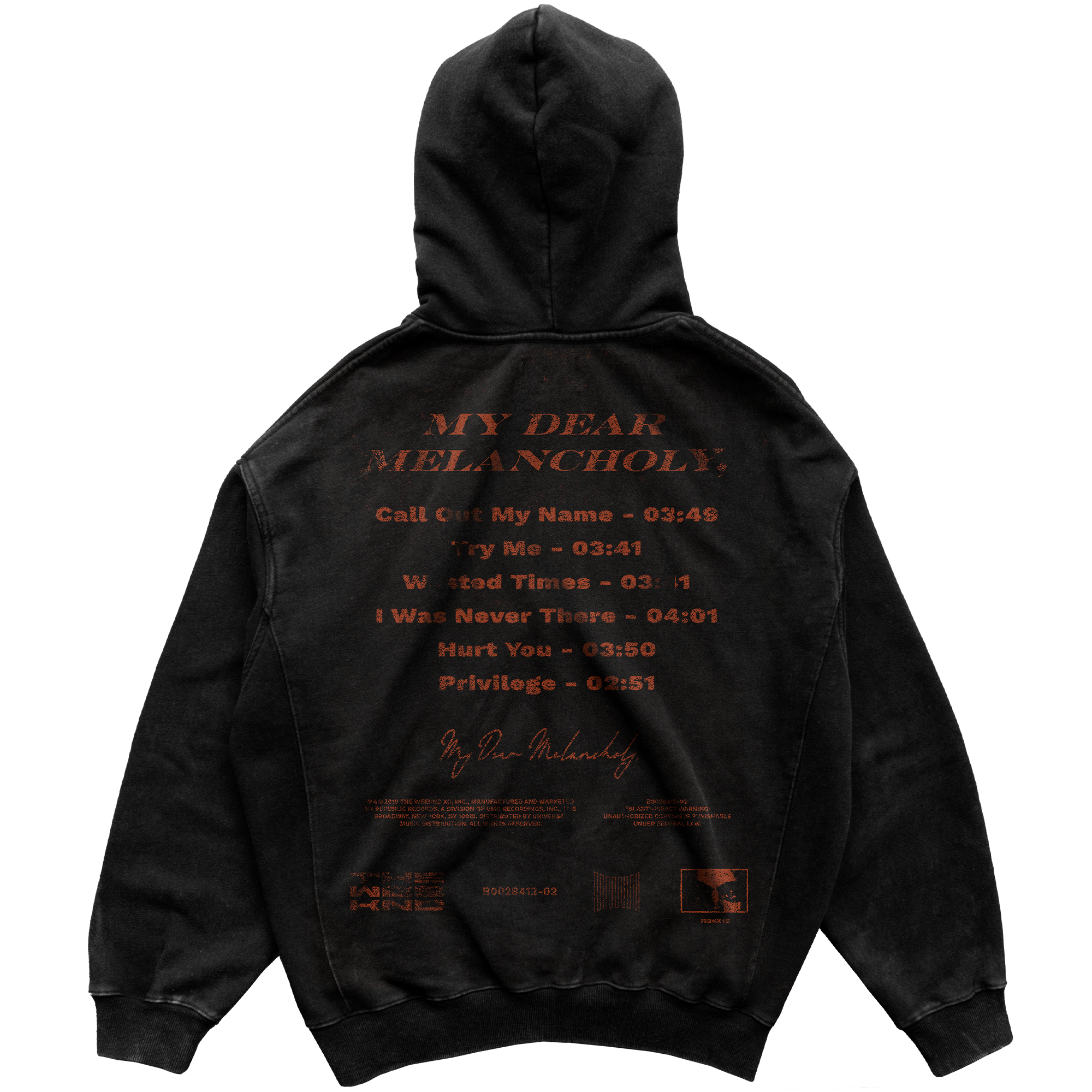The Weeknd - MY DEAR MELANCHOLY ZIP HOODIE